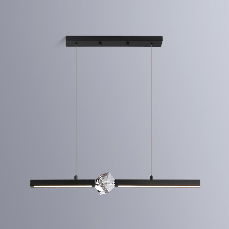 Lámpara moderna lámpara de lámpara de luz de metal lineal con cristal