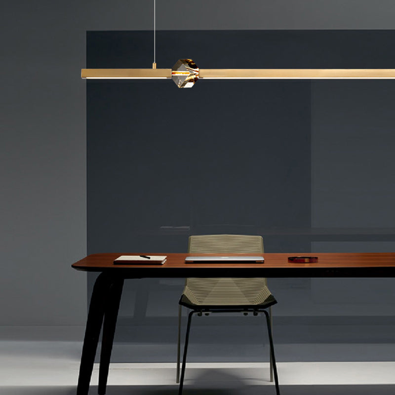 Lámpara moderna lámpara de lámpara de luz de metal lineal con cristal