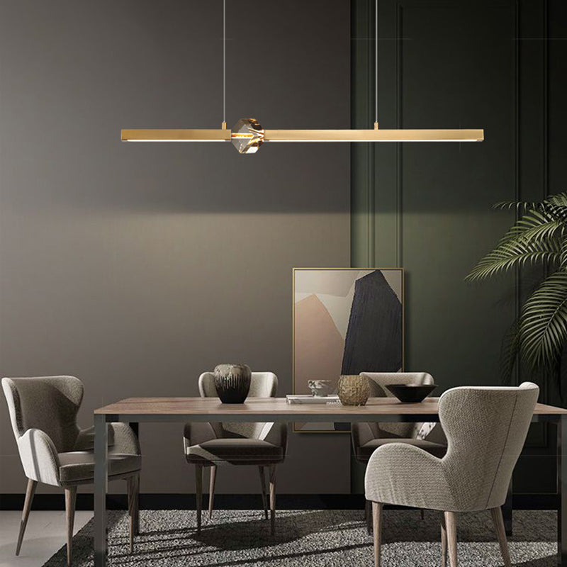 Lámpara moderna lámpara de lámpara de luz de metal lineal con cristal