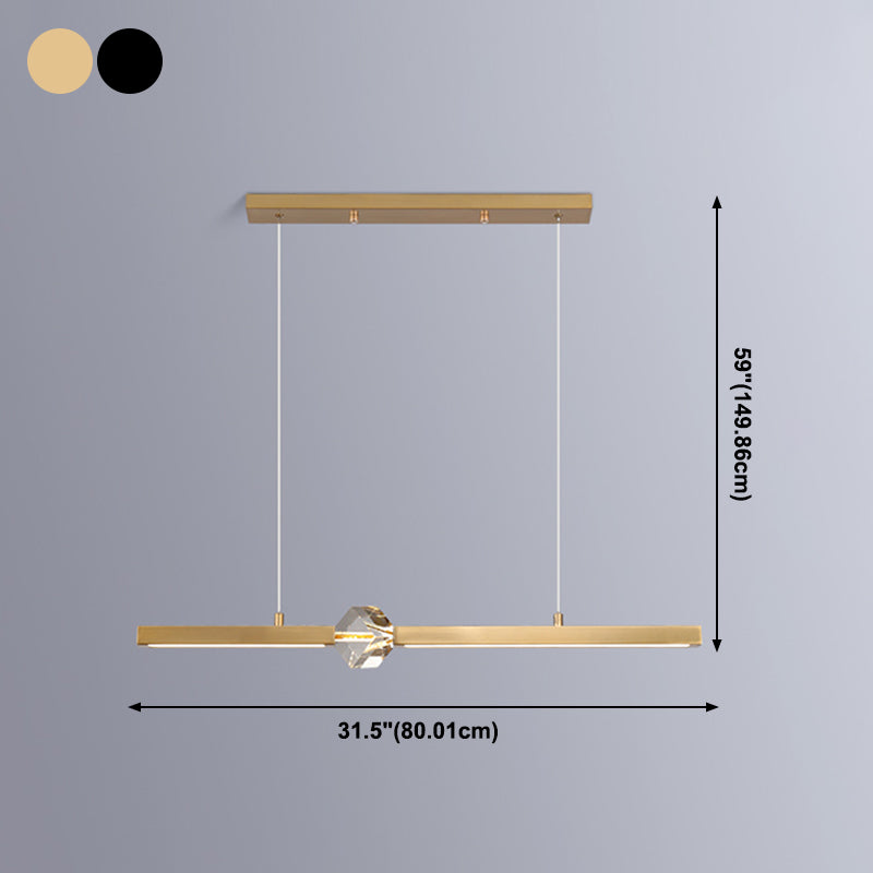 Lámpara moderna lámpara de lámpara de luz de metal lineal con cristal