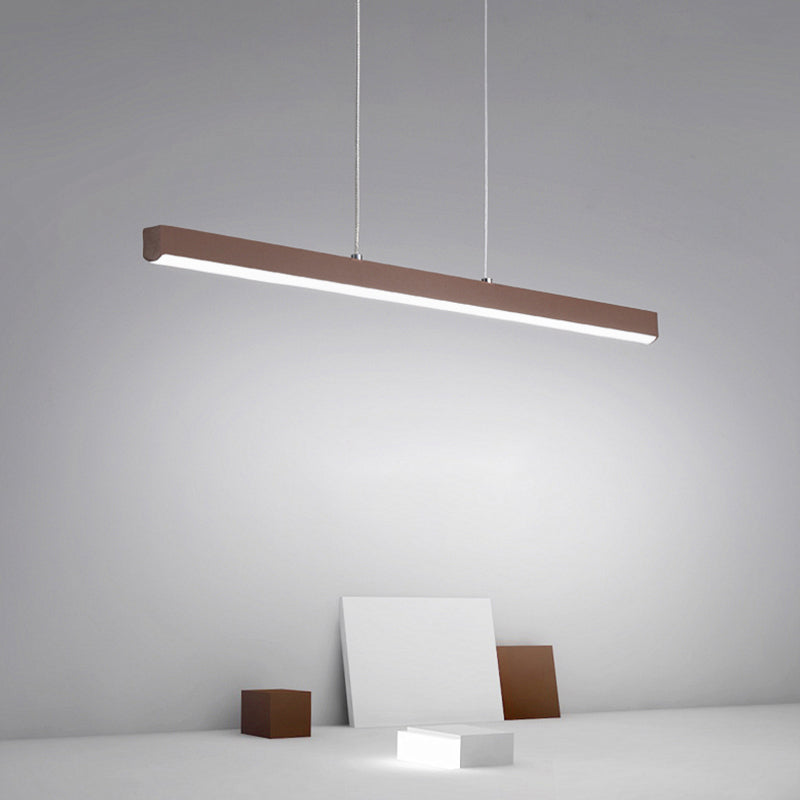 1-Licht lineare Inselbeleuchtung zeitgenössische Metallinsel Deckenleuchte in Braun
