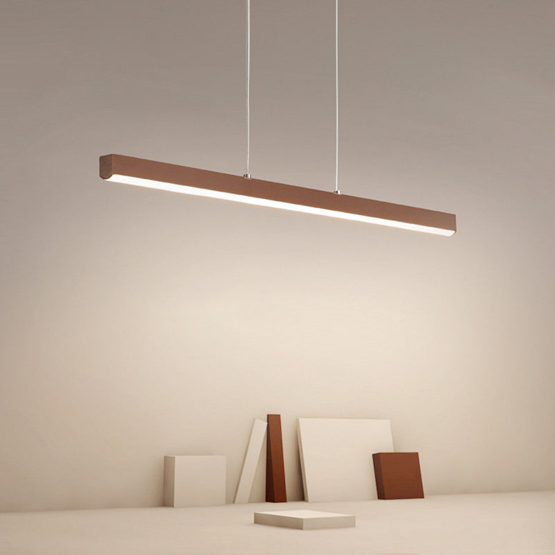 1-Licht lineare Inselbeleuchtung zeitgenössische Metallinsel Deckenleuchte in Braun