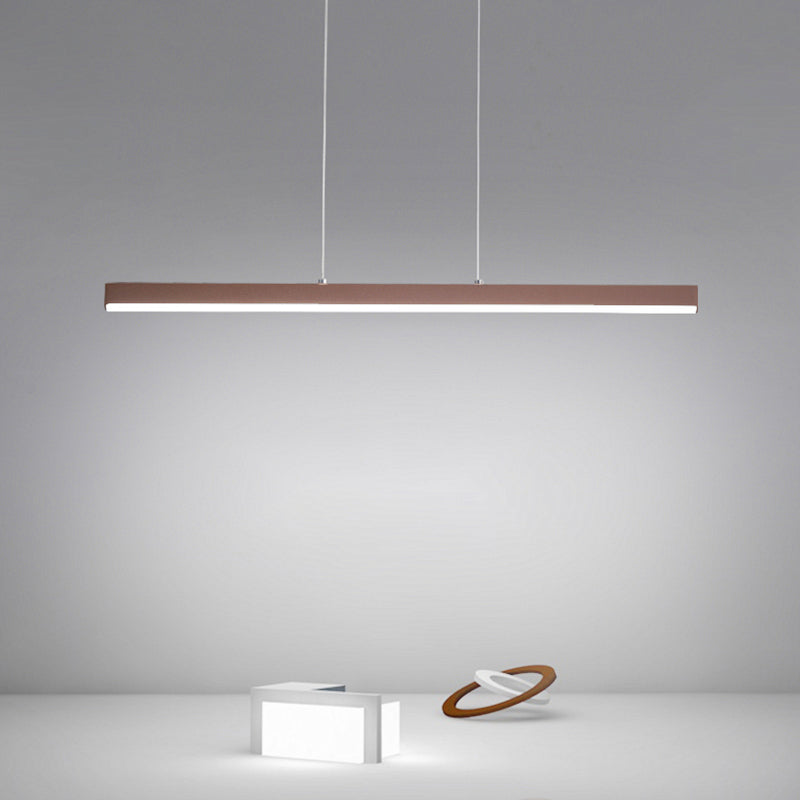 1-Licht lineare Inselbeleuchtung zeitgenössische Metallinsel Deckenleuchte in Braun