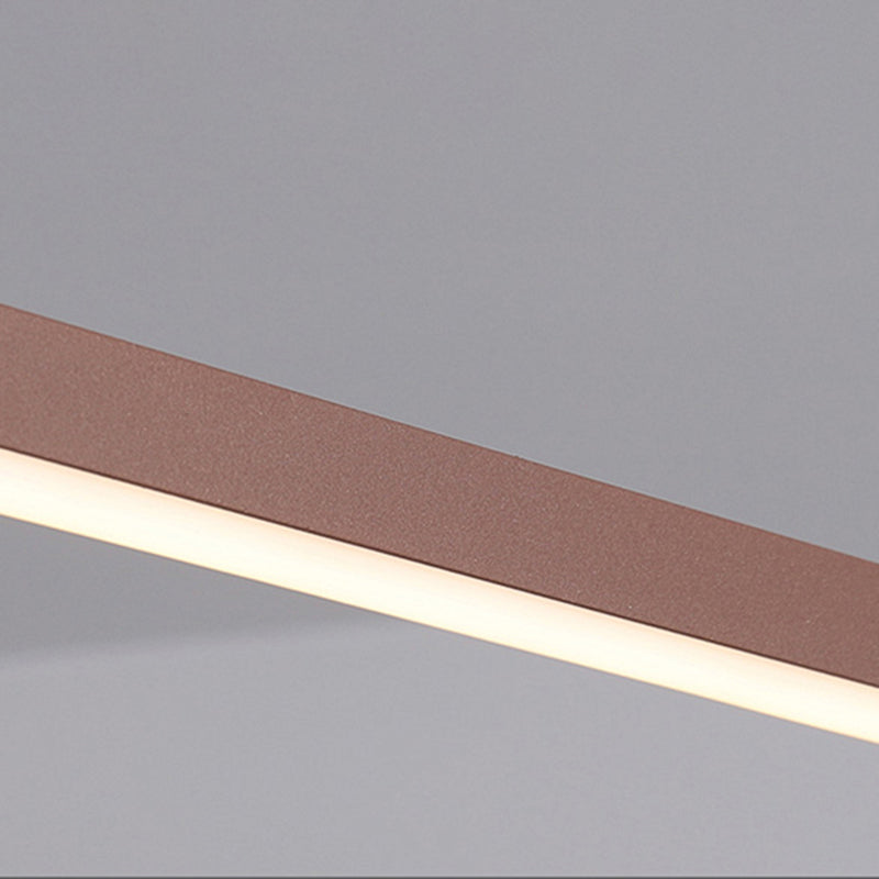 1-Licht lineare Inselbeleuchtung zeitgenössische Metallinsel Deckenleuchte in Braun