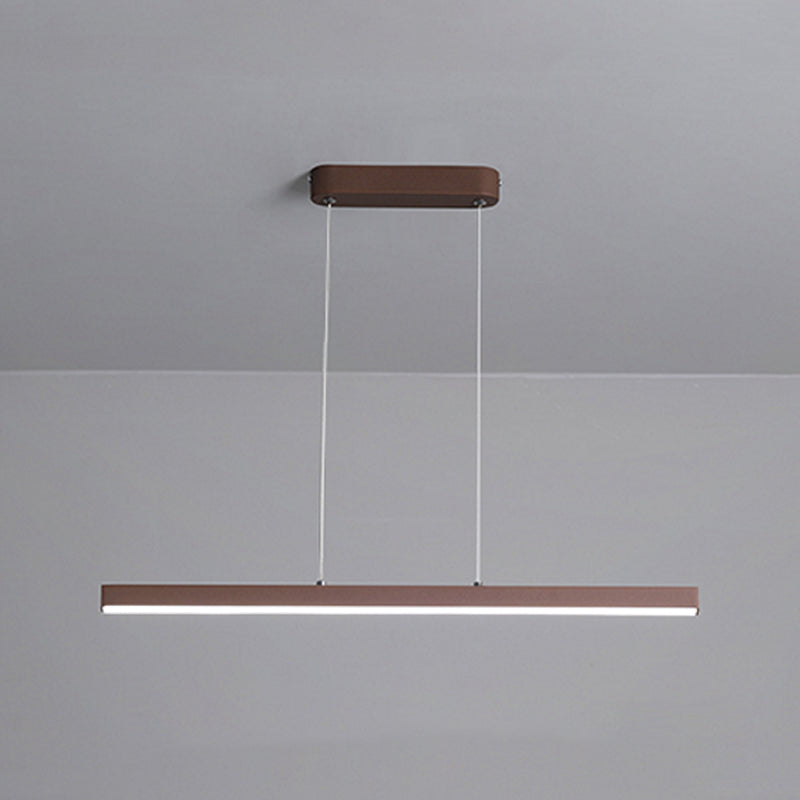 1-Licht lineare Inselbeleuchtung zeitgenössische Metallinsel Deckenleuchte in Braun