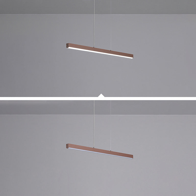 1-Licht lineare Inselbeleuchtung zeitgenössische Metallinsel Deckenleuchte in Braun