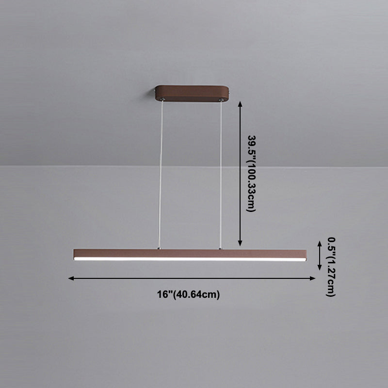 1-Licht lineare Inselbeleuchtung zeitgenössische Metallinsel Deckenleuchte in Braun