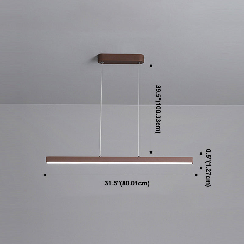 1-Licht lineare Inselbeleuchtung zeitgenössische Metallinsel Deckenleuchte in Braun