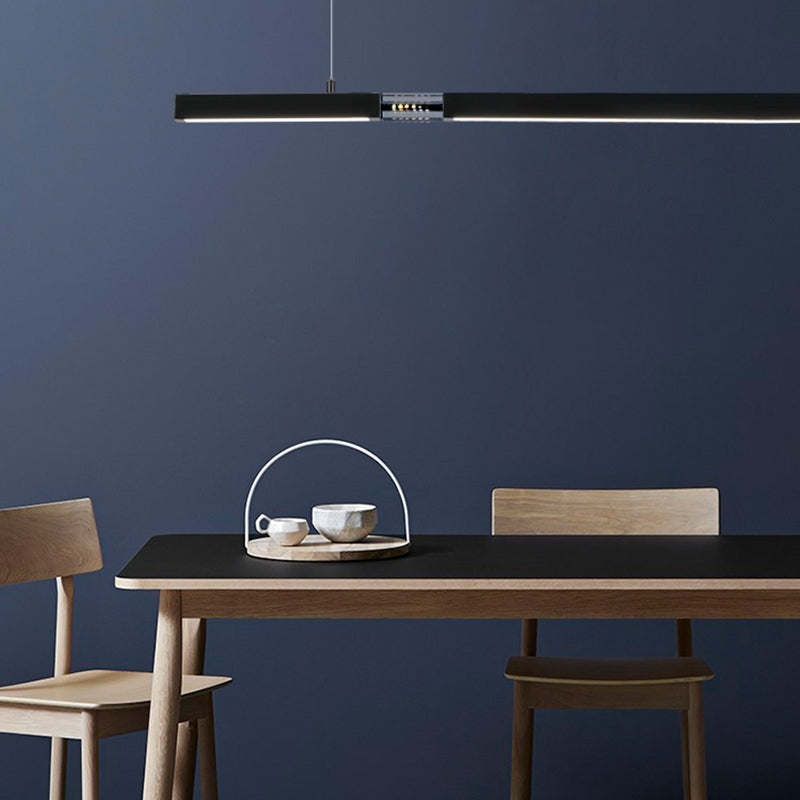 Linear Island Lighting Fixtures Contemporary Metal Island Ceiling Light for Dining Room