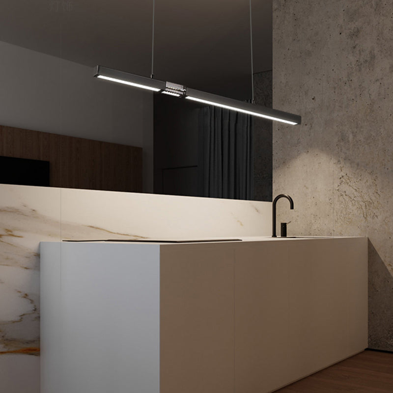 Linear Island Lighting Fixtures Contemporary Metal Island Ceiling Light for Dining Room