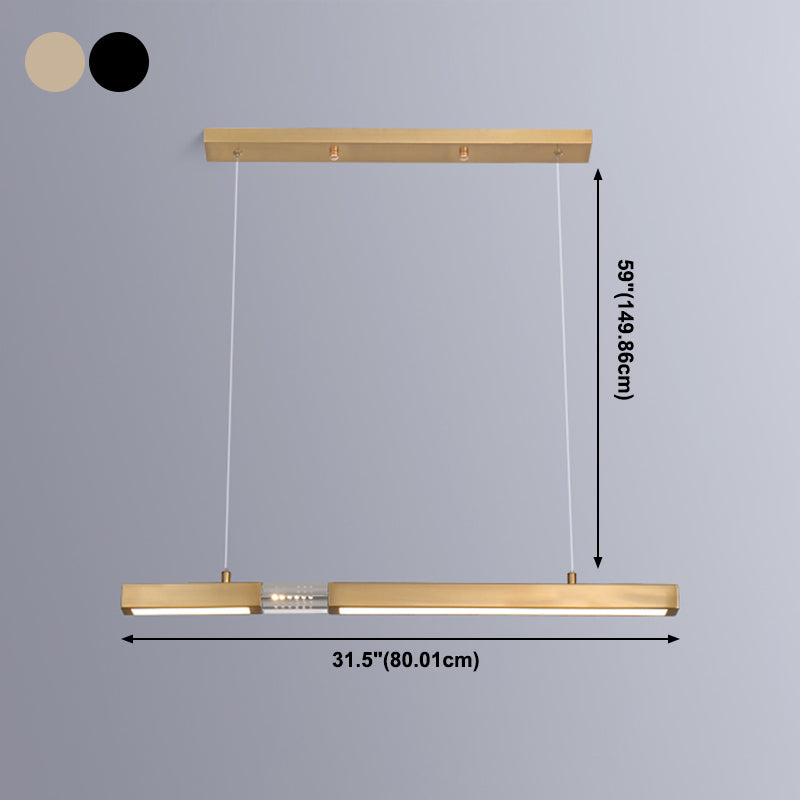 Linear Island Lighting Fixtures Contemporary Metal Island Ceiling Light for Dining Room