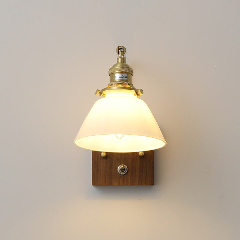 Wood Flared Wall Lighting Contemporary Style 1 Light Wall Light Fixture