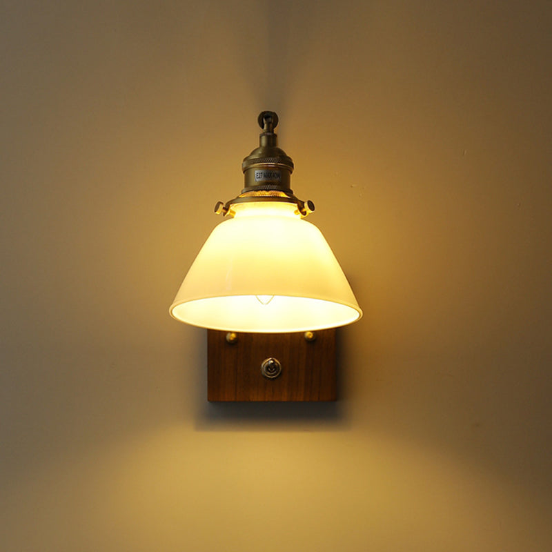 Wood Flared Wall Lighting Contemporary Style 1 Light Wall Light Fixture