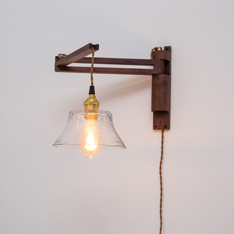 Iluminación de pared de doble brazo de madera estilo contemporáneo 1 lámpara de pared de luz