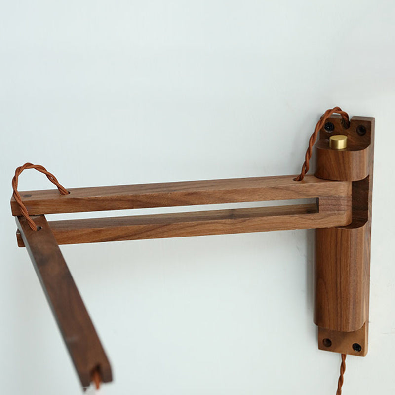 Iluminación de pared de doble brazo de madera estilo contemporáneo 1 lámpara de pared de luz