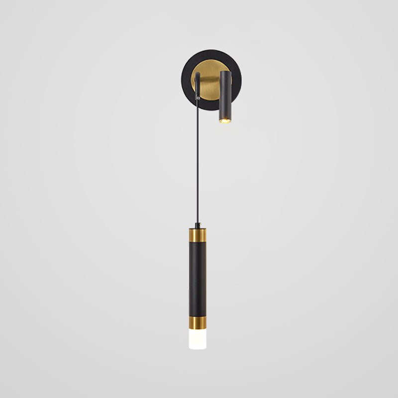 Iluminación de pared de cilindro de metal estilo contemporáneo 2 luces de luz de luz lámpara de pared