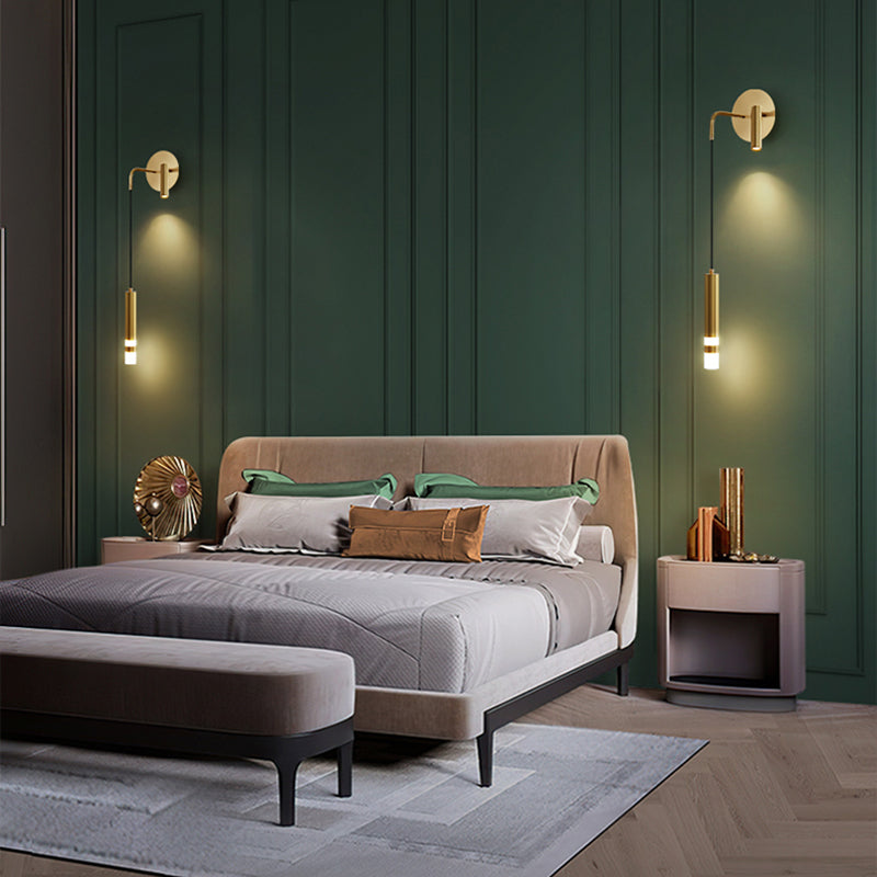 Iluminación de pared de cilindro de metal estilo contemporáneo 2 luces de luz de luz lámpara de pared