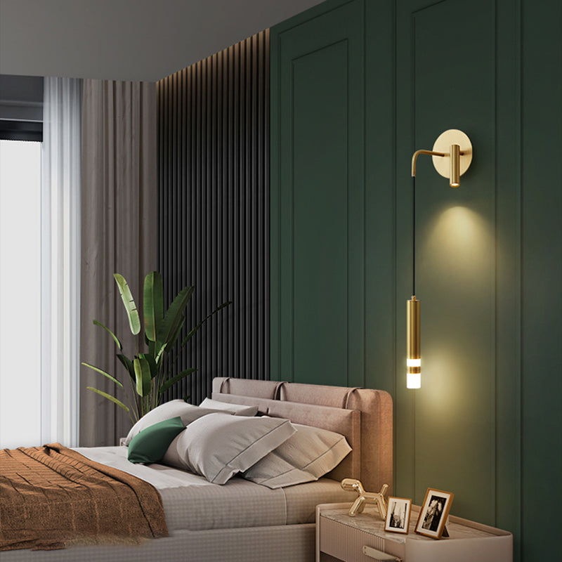Iluminación de pared de cilindro de metal estilo contemporáneo 2 luces de luz de luz lámpara de pared