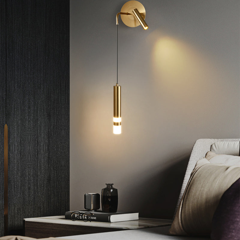 Iluminación de pared de cilindro de metal estilo contemporáneo 2 luces de luz de luz lámpara de pared
