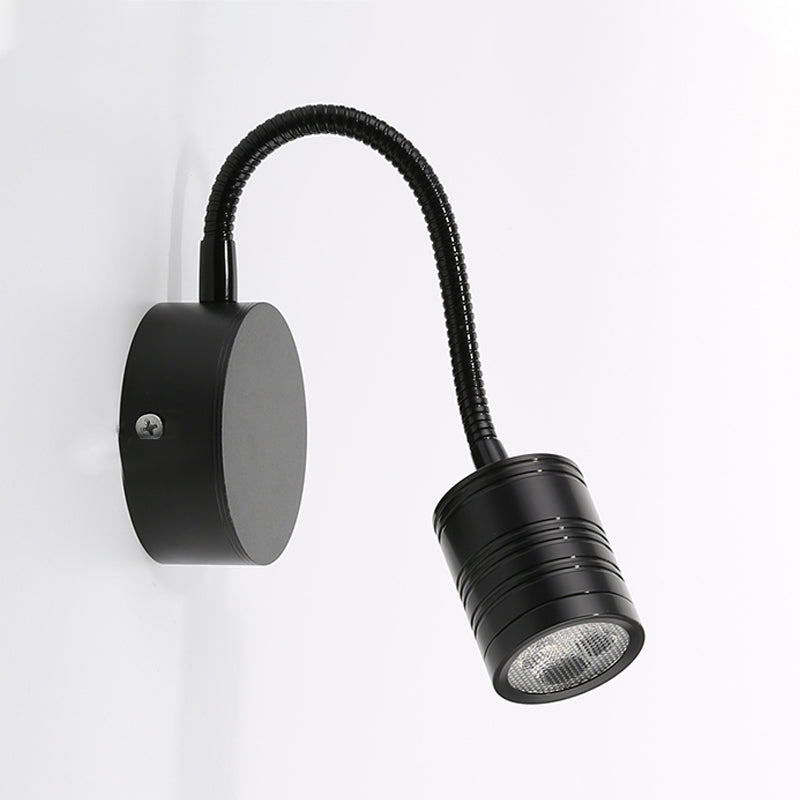 Éclairage mural de cylindre en métal style contemporain 1 éclairage de lecture murale lumineuse