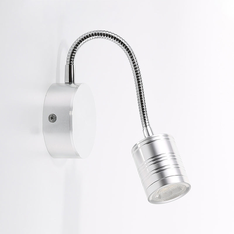 Éclairage mural de cylindre en métal style contemporain 1 éclairage de lecture murale lumineuse