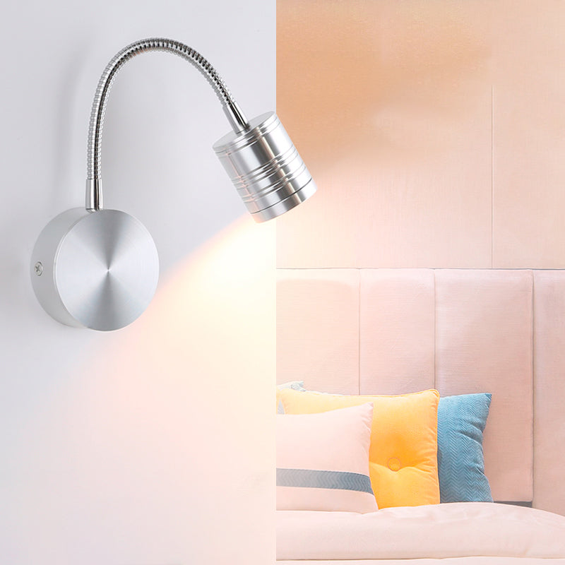 Éclairage mural de cylindre en métal style contemporain 1 éclairage de lecture murale lumineuse