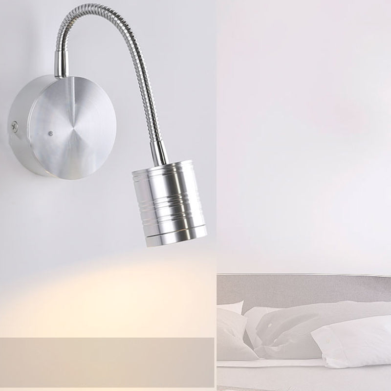 Éclairage mural de cylindre en métal style contemporain 1 éclairage de lecture murale lumineuse