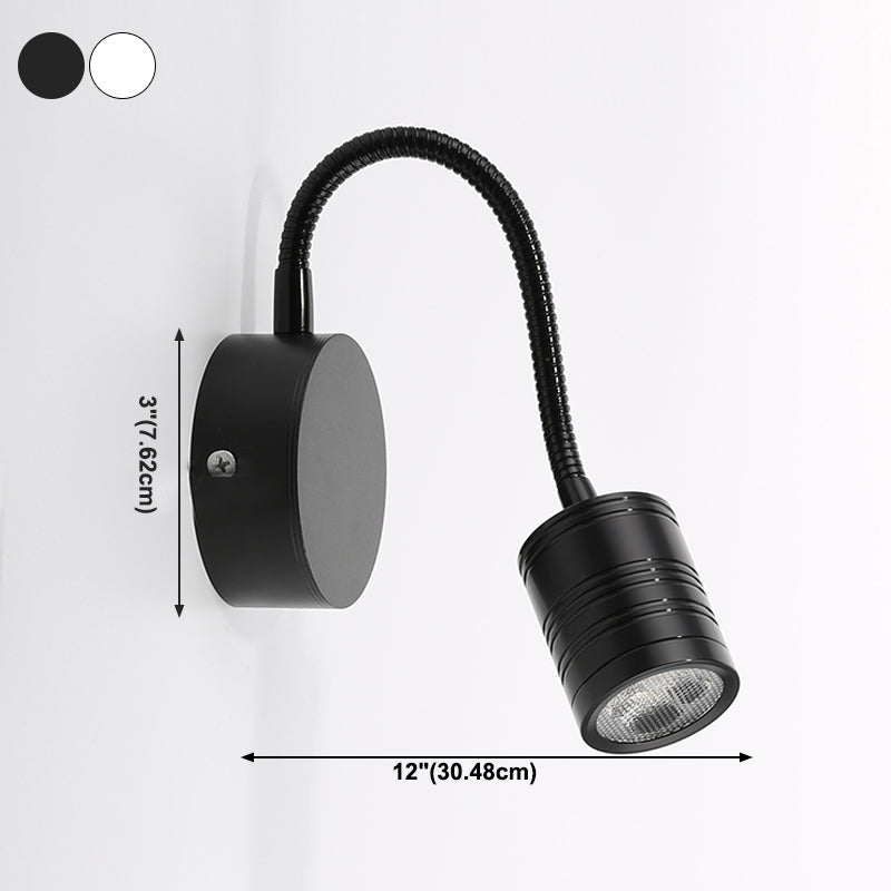 Éclairage mural de cylindre en métal style contemporain 1 éclairage de lecture murale lumineuse