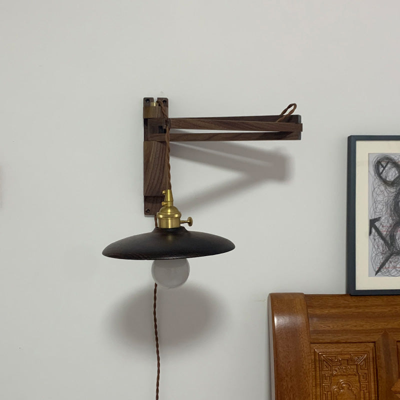 Éclairage de paroi de bras réglables en bois 1 luminaire mural d'éclairage luminaire