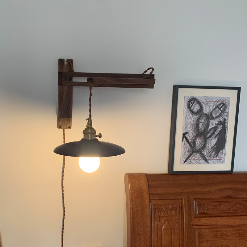 Éclairage de paroi de bras réglables en bois 1 luminaire mural d'éclairage luminaire
