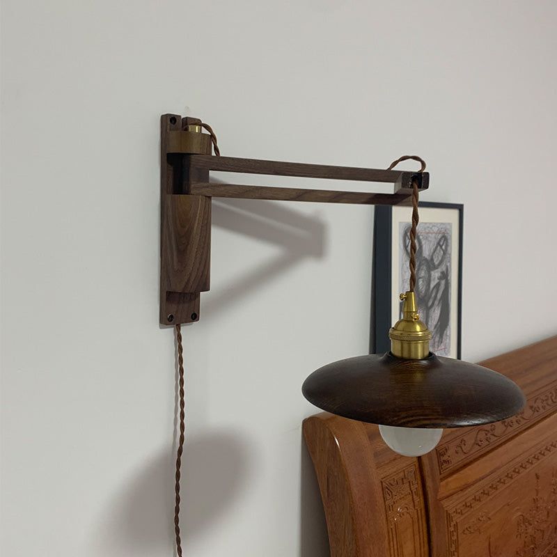 Éclairage de paroi de bras réglables en bois 1 luminaire mural d'éclairage luminaire