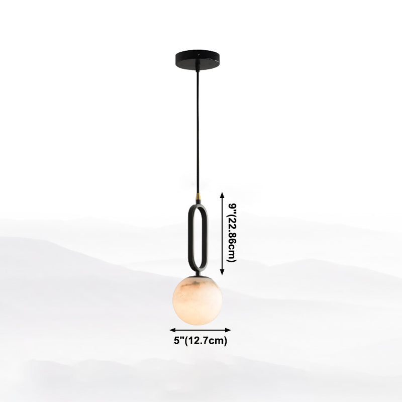 Marble Spherical Shape Hanging Lights Modern Style 1 Head Hanging Mount for Restaurant