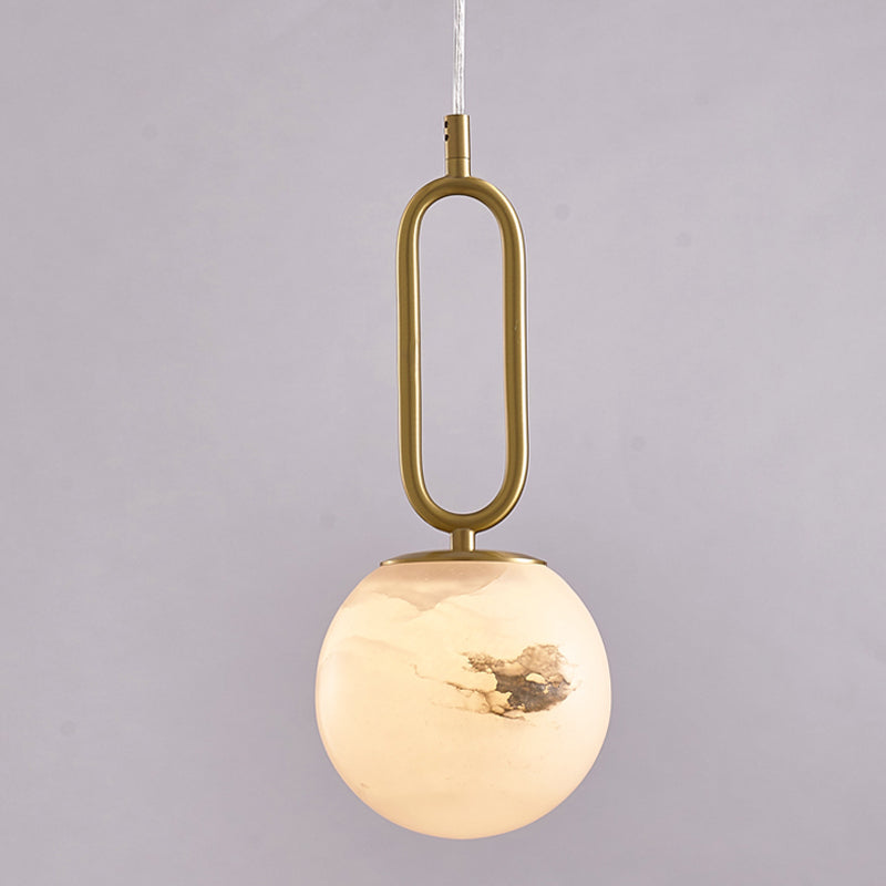 Éclairage suspendu à l'ombre sphérique Marbre de style moderne 1 pendentif léger pour chambre à coucher