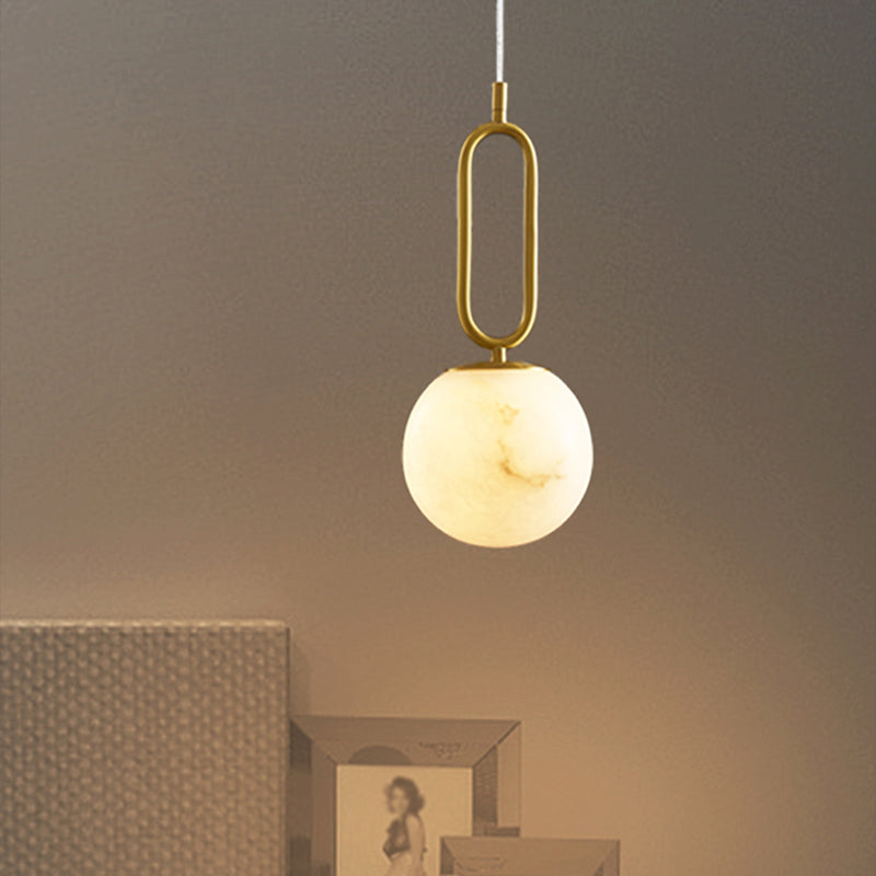 Éclairage suspendu à l'ombre sphérique Marbre de style moderne 1 pendentif léger pour chambre à coucher