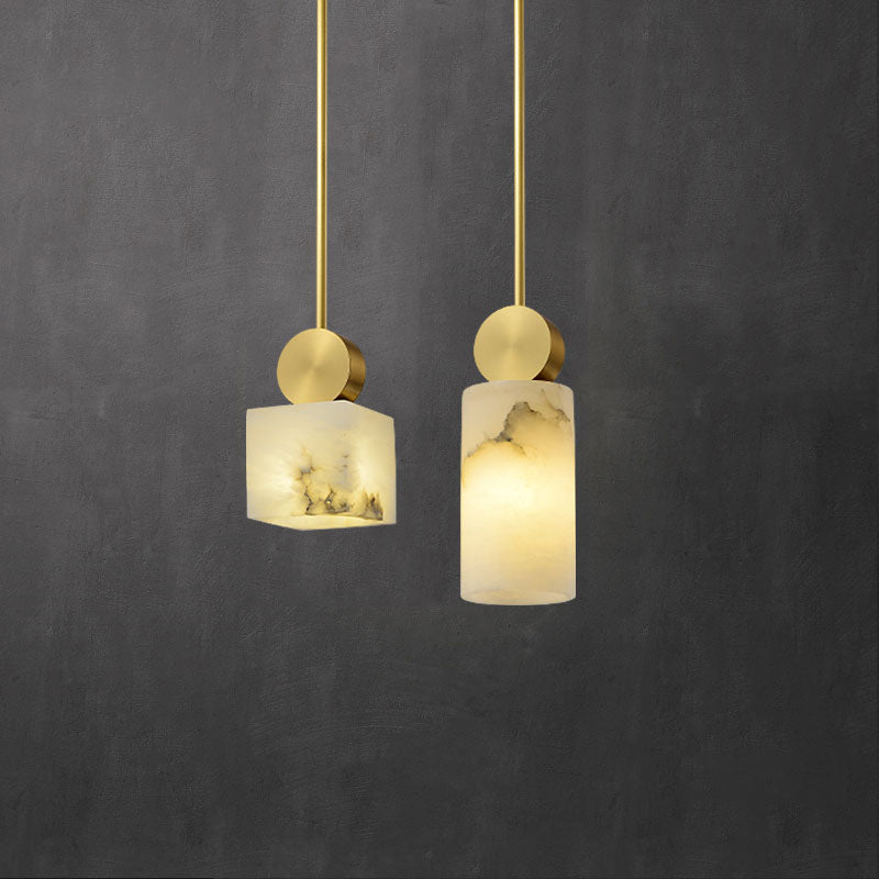 Marble Geometry Shape Hanging Lights Modern Style 1 Head Hanging Mount for Restaurant