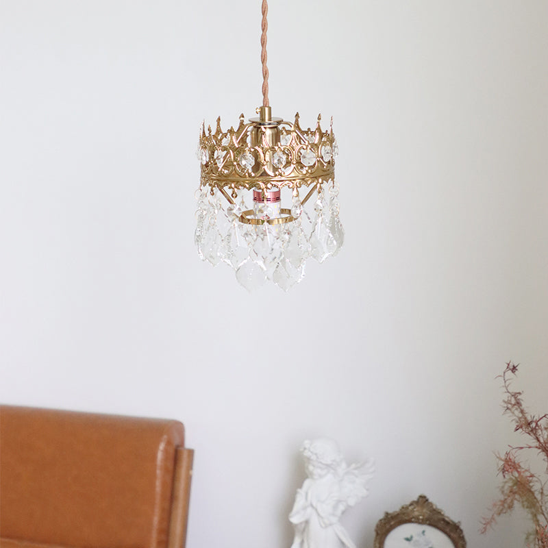 Crystal Crown Shape Hanging Lights Modern Style 1 Head Hanging Mount for Living Room