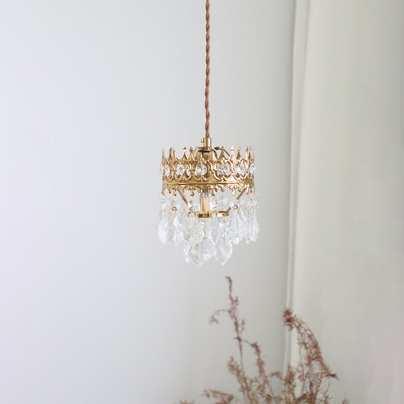 Crystal Crown Shape Hanging Lights Modern Style 1 Head Hanging Mount for Living Room
