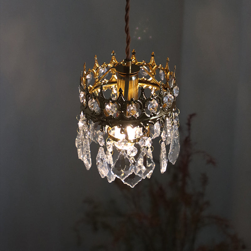 Crystal Crown Shape Hanging Lights Modern Style 1 Head Hanging Mount for Living Room