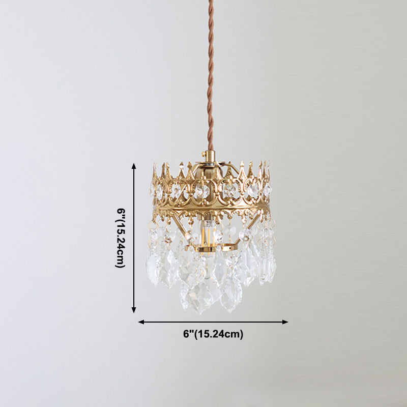 Crystal Crown Shape Hanging Lights Modern Style 1 Head Hanging Mount for Living Room