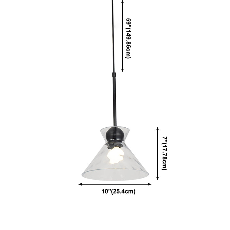 Ripple Glass Black Hanging Lamp in Modern Style Lacquered Iron Pendant Light for Dining Room
