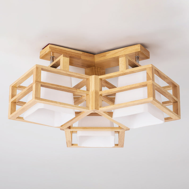 Log kleur geometrische inbouw in moderne creatieve stijl houten plafondarmatuur voor binnen