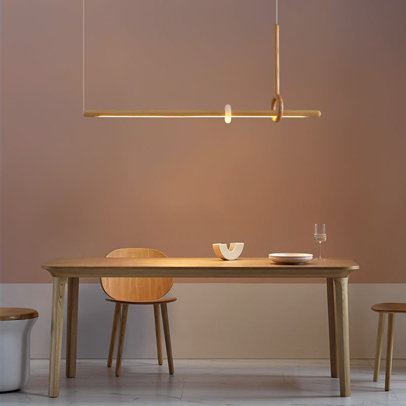 Modern Minimalist Style Linear Chandelier Light Fixtures Wood Pendant Light Fixtures