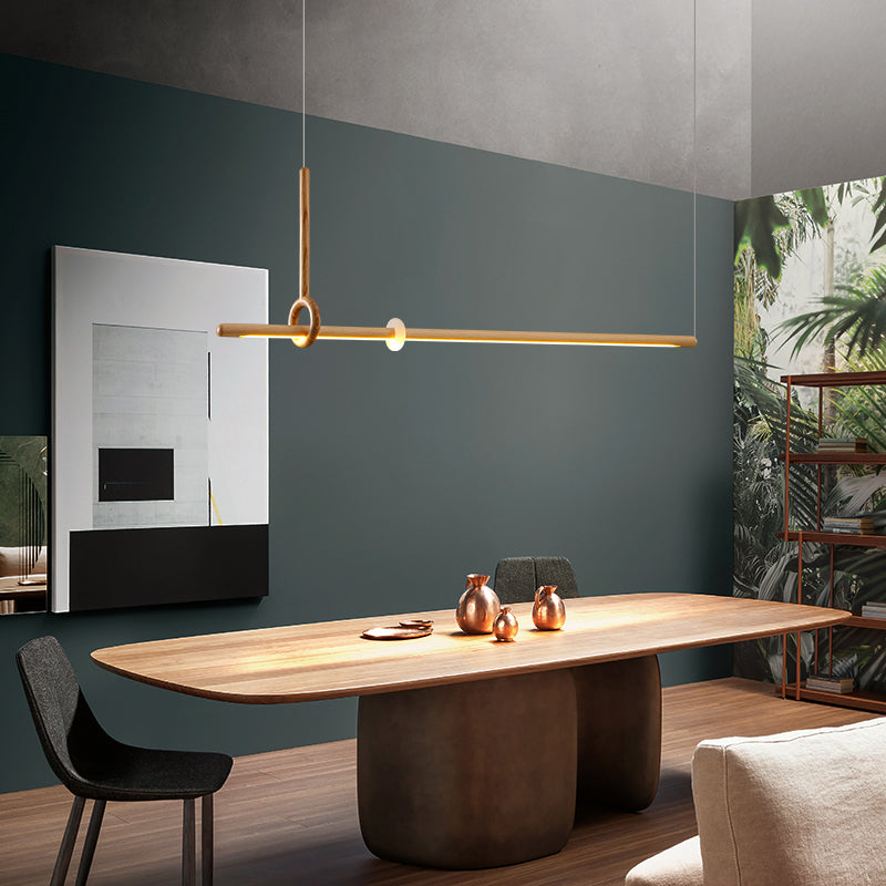 Modern Minimalist Style Linear Chandelier Light Fixtures Wood Pendant Light Fixtures
