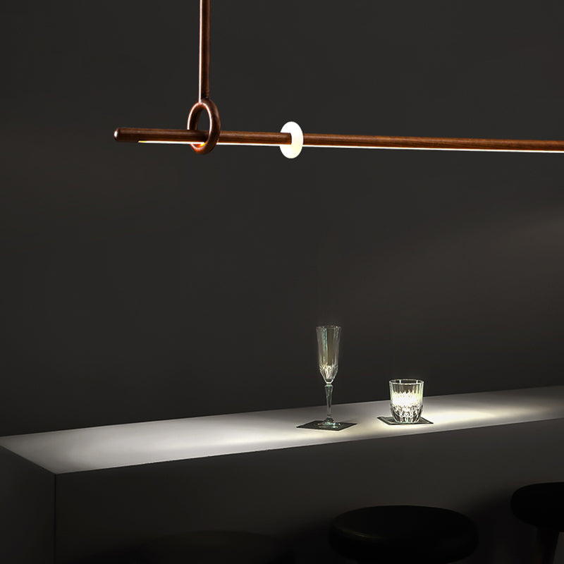 Modern Minimalist Style Linear Chandelier Light Fixtures Wood Pendant Light Fixtures