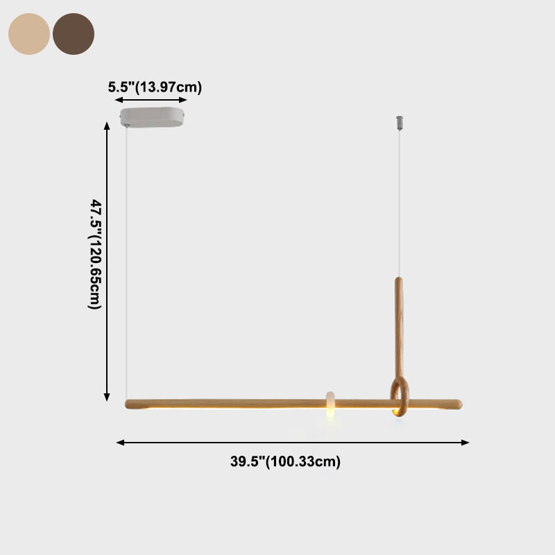 Modern Minimalist Style Linear Chandelier Light Fixtures Wood Pendant Light Fixtures