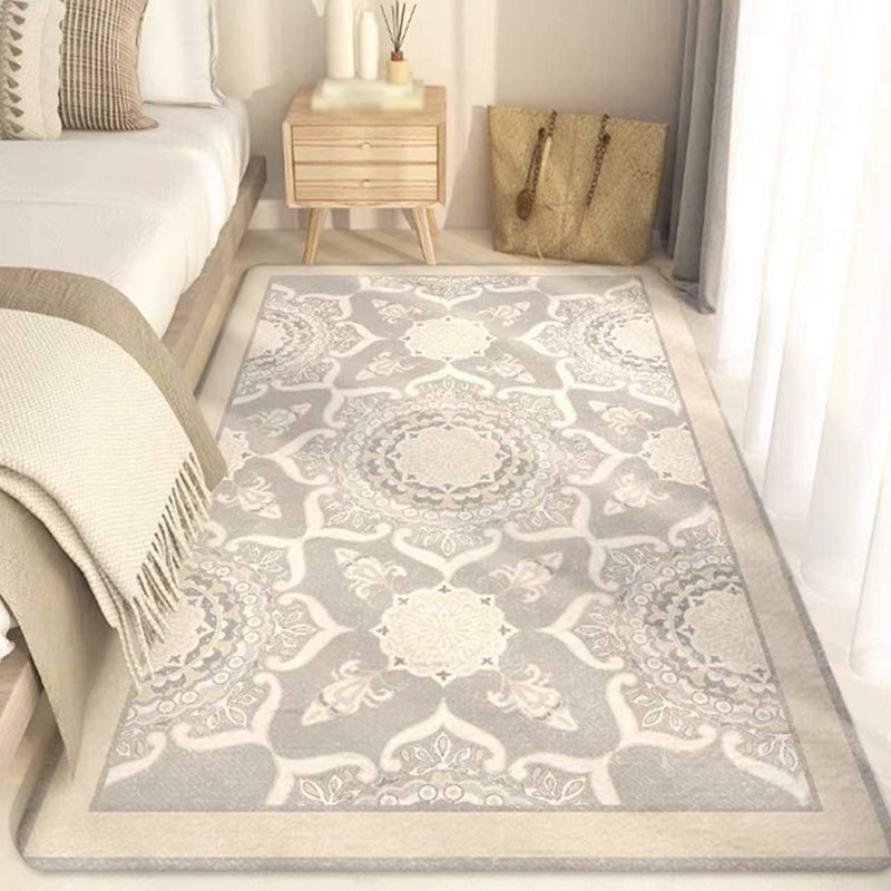 Beige Simple Rug Polyester Graphic Area Rug Non-Slip Backing Rug for Home Decor