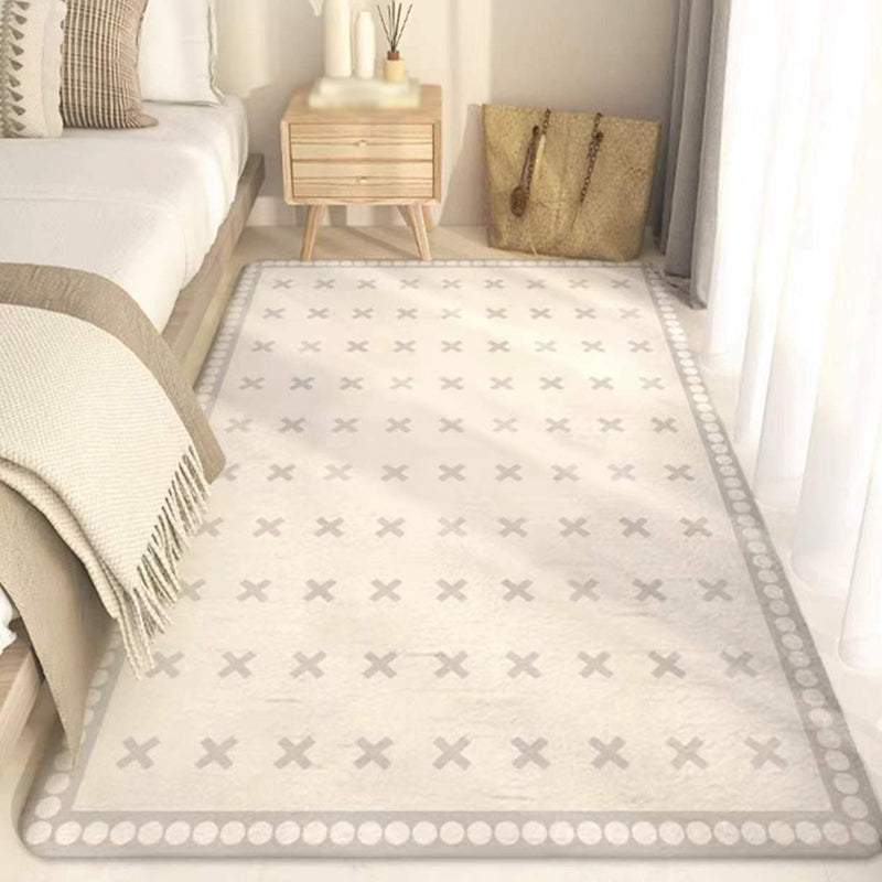 Beige Simple Rug Polyester Graphic Area Rug Non-Slip Backing Rug for Home Decor