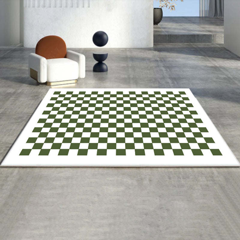 Black Gridding Rug Polyester Modern Rug Stain Resistant Rug for Home Decor