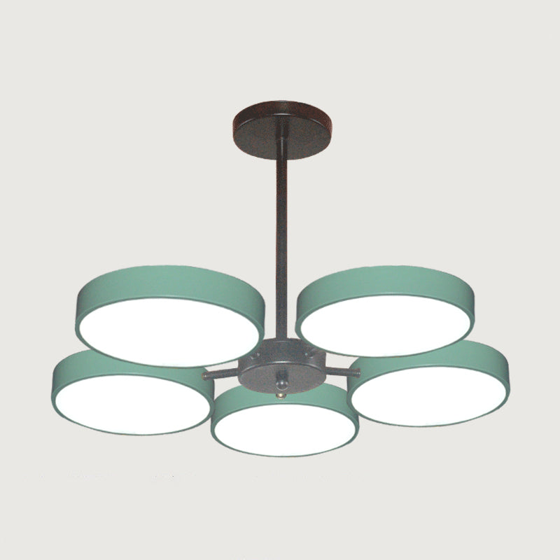 Modern Metal Chandelier Light Fixtures Round Multi-Head Suspension Pendant Lamps