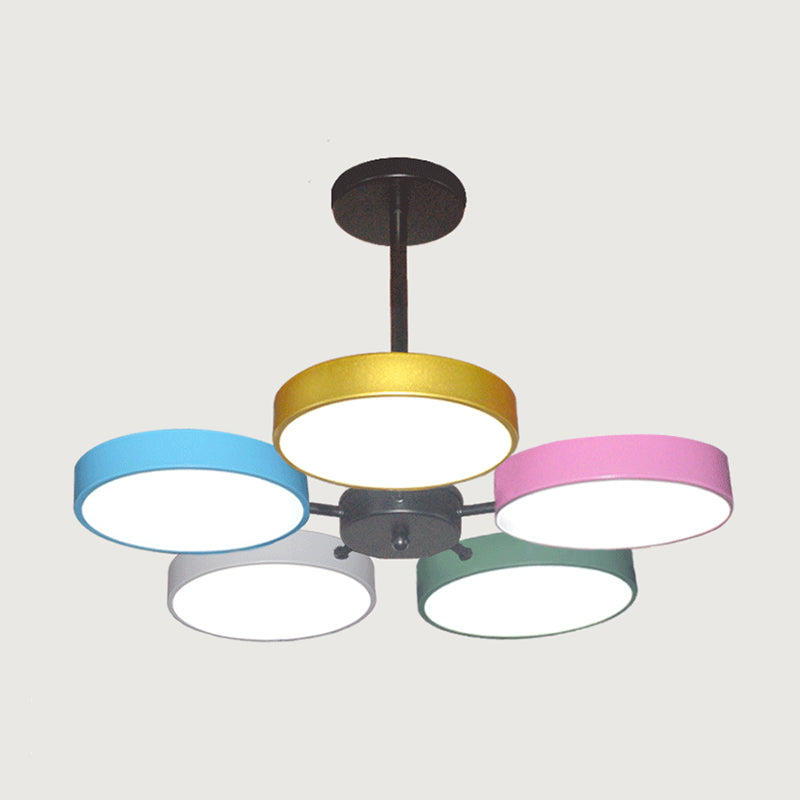 Modern Metal Chandelier Light Fixtures Round Multi-Head Suspension Pendant Lamps